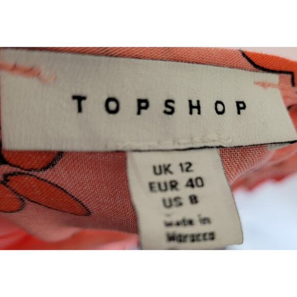 Topshop Women's Ruched Cherry‎ Blossom Side Slit Skirt in Pink size 8 #P3 - Picture 5 of 6